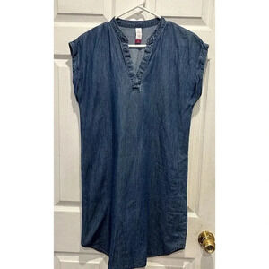 No‎ Boundaries Denim Cotton Dress Lightweight V-Neck Juniors Small 3/5